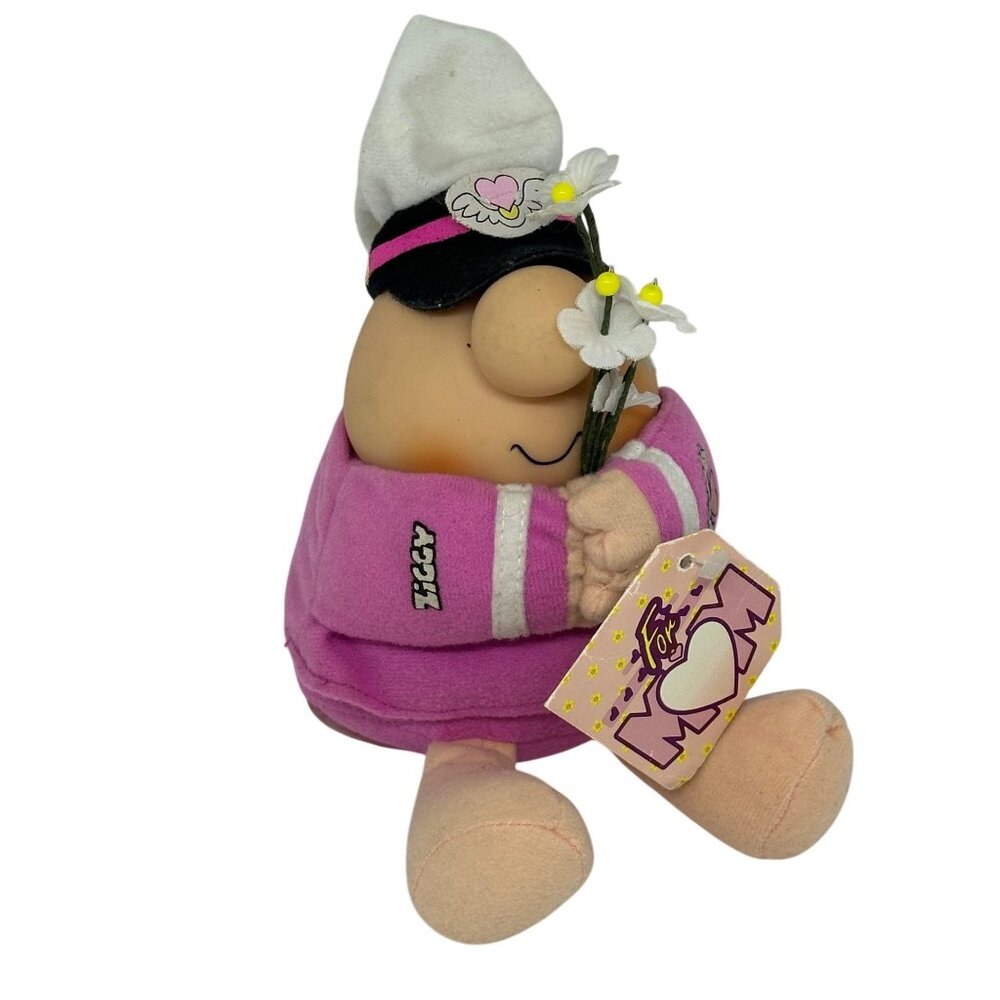 VTG Ziggy Plush Doll‎ Captain Love For Mom Pink Sweater Holding Flowers 1984 Toy